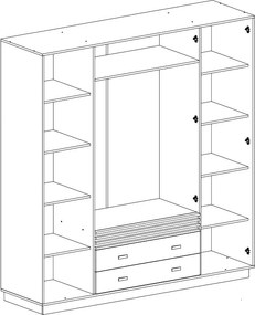 Šatníková skriňa s otočnými dverami Almo, 200 cm, dub estana/antracit