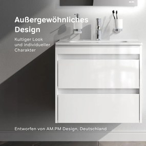 Skrinka s umývadlom 60 AM.PM Spike MPA-FHX0602WG-WCC0602WG závesná, 2 zásuvky, lesklá biela