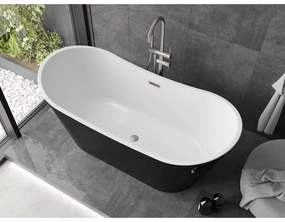 Mexen Montana, voľne stojaca vaňa 150 x 75 cm, biela-čierna, brúsená oceľ prepad, 52011507575-97