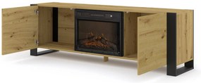 TV skrinka/stolík s krbom Montana (dub artisan + čierna). Akcia -20%. Vlastná spoľahlivá doprava až k Vám domov. 1124958