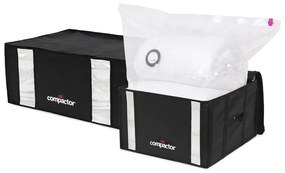 Vákuové vystužené látkové úložné boxy na oblečenie v súprave 2 ks 50x65x27 cm Black Edition – Compactor