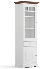 PROXIMA.store - Rustikálna vitrína ľavá 2s.1 - BELLUNO ELEGANTE FARBA: biela - orech