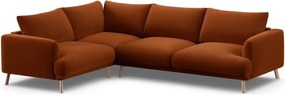 Zamatová rohová pohovka v terakotovej farbe (ľavý roh/do L) Naomi – Micadoni