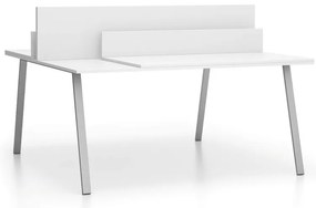 PLAN Kancelársky písací stôl DOUBLE LAYERS, posuvná vrchná doska, s prepážkami, biela