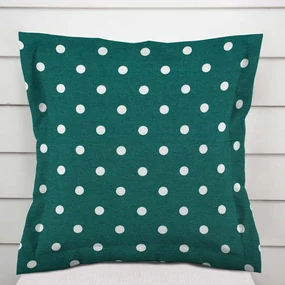 Biante Dekoračná obliečka na vankúš s lemom Leona LN-024 Biele bodky na petrolejovom 50 x 60 cm