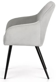 Sada dvoch jedálenských stoličiek ESTELLE zamatové, sivé / čierne nohy (2 ks)