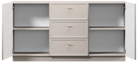 Komoda Lorini 150 cm so zásuvkami - kašmír / zlaté úchytky T-bar