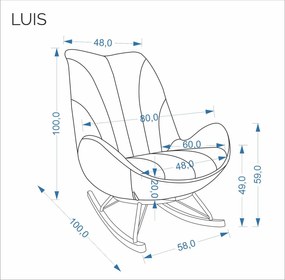 Čalúnené hojdacie kreslo LUIS sivé