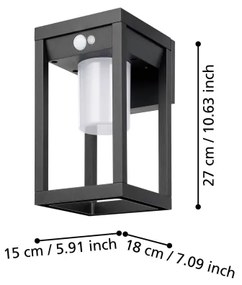 Eglo 900804 - LED solárne nástenné svietidlo MARTANO 3,7W/3,7V IP44 so senzorom