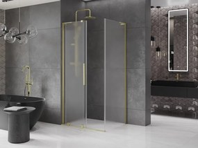 Mexen Velar L, sprchový kút s posuvnými dverami 120 x 80 cm, 8mm sklo námraza, zlatá matná, 871-120-080-33-55