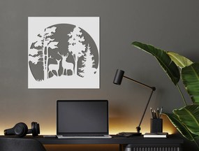 drevko Drevený obraz Jelene v lese Rozmer obrazu: 32,5 x 32,5 cm, Farba dekorácie: Čierna