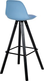 Barová stolička Corbin Square - koženka, čierny rám - modrá