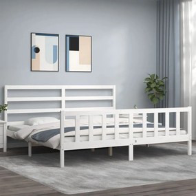 Rám postele s čelom biely 180x200 cm masívne drevo 3191922