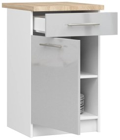 Kuchyňská skříňka Olivie S 50 cm 1D 1S bílá/metalický lesk/dub sonoma