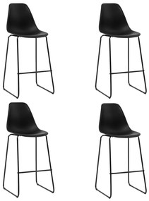 Barové stoličky 4 ks, čierne, plast