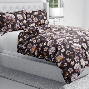 Biante Bavlnené posteľné obliečky Sandra SA-625 Magické lekná na temne hnedom Jednolôžko 140x200 a 70x90 cm