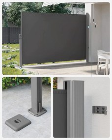 Bočná markíza na balkón, terasu, 400 x 160 cm, šedá