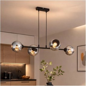 Brilagi - Závesný luster na lanku DIOR 4xE27/60W/230V čierna/dymová sivá