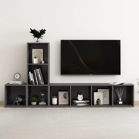 3-dielna súprava TV skriniek vysokolesklá sivá drevotrieska 3080032