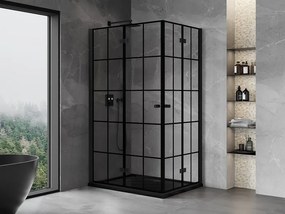 Mexen Mist-F Duo, skladací sprchový kút 100 x 80 cm, číre sklo-čierna mriežka, 8A6-100L-080P-70-77