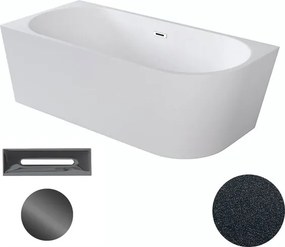 Besco Akrylátová voľne stojaca rohová vaňa Zoya Glam G 150x75 (170x80) biela/grafit BESCO-Typ výpuste: Click-Clack s prepadom, chróm, BESCO-Rozmery: …