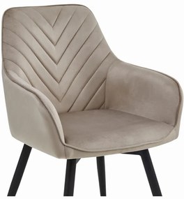 Set dvoch jedálenských otočných stoličiek NANA360 zamatové, tmavobéžové (čierne nohy) 2 ks