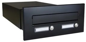 DOLS B-042 ČD-3 RAL9005 - poštová schránka na zamurovanie, s 2x menovkou a 2x zvončekovým tlačidlom, čierna