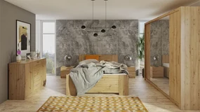 Spálňa Kler VIII, Farby: dub artisan + ekokoža Soft Pik 017