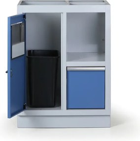 Dielenská skrinka s odpadkovým košom k pracovnej doske G2, 680 x 455 x 910 mm, modrá