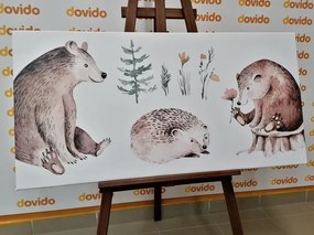 Obraz posedenie zvieratiek v lese - 100x50