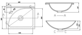 Aqualine Aqualine, Umývadlo 40x32cm, liaty mramor, biela, LM408