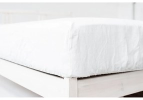 Biela napínacia plachta s prímesou ľanu 180x200 cm – Linen Tales