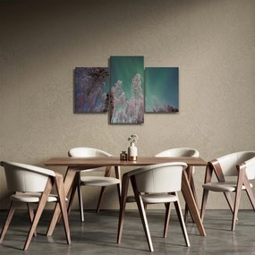 Obraz polárna žiara nad zamrznutými stromami (90x60 cm)