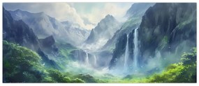 Obraz - Údolie vodopádov (120x50 cm)