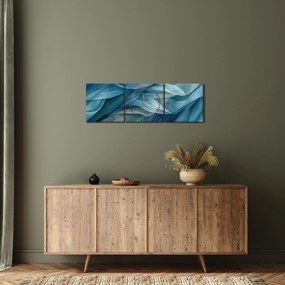 Obraz - Modrobiele vlnky (s hodinami) (90x30 cm)