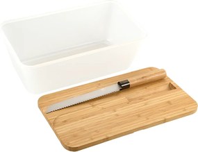 Kesper 2. akosť - Chlebník veľký, s bambusovým vekom a nožom 3v1 - transparentný