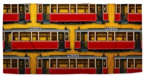 Sablio Uterák Pražské historické električky Žltý Pattern - 50x100 cm