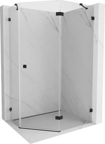 Mexen Lunar, päťuholníkový sprchový kút naklápací vpravo 90 x 80 cm, 8mm číre sklo, čierny profil, 831-090P-080L-70-00-P