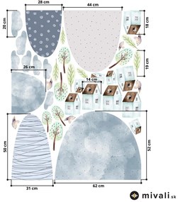 Samolepky na stenu - Domčeky na kopcoch