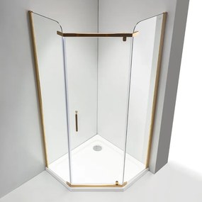 BPS-koupelny Päťuholníkový sprchový kút KZ91A 80x80 zlatá/transparent - bez vaničky