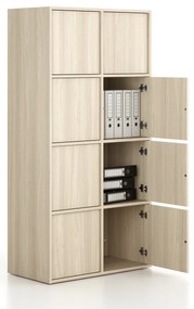 Kancelárska skriňa FRAME, 8x dvere, 872 x 450 x 1735 mm, zámok PUSH-lock, dub prírodný
