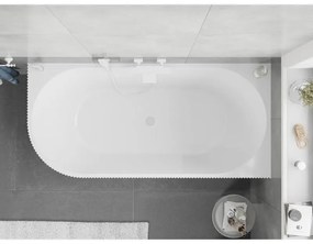 Mexen Silo, rohová voľne stojaca ryhovaná vaňa, pravá, 170 x 80 cm, biela-čierna, biely prepad, 52891708075P-20