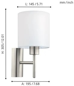 Eglo 94924 - Nástenné svietidlo PASTERI 1xE27/60W/230V