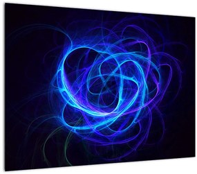 Sklenený obraz modrého abstraktného klbka (70x50 cm)