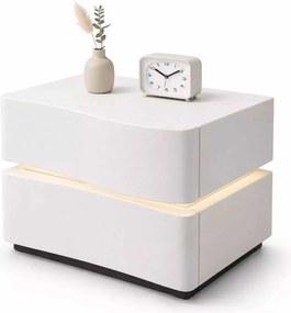 LuxuryForm DESIGN Nočný stolík ALVA s LED osvetlením – biely