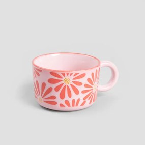 Hrnček FABIA nízky, ružový s kvetmi 732140 450 ml