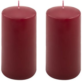 Sada stĺpových sviečok, 15 cm, Ø 7,5 cm, vínová, 2 ks