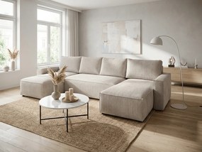 AKCIA Svetlobéžová sedacia súprava do U SMART COSARO 295x140 cm II. akosť