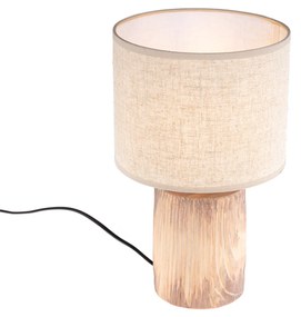 Stolná lampa v štýle vidieka béžová s hnedou 35 cm - Lipa