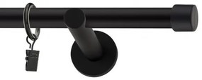 Dekorstudio Garniža jednoradová Luna čierna matná 19mm Dĺžka: 320cm, Typ uchytenia: Držiak modern, Typ príslušenstva: Krúžky tiché so štipcami